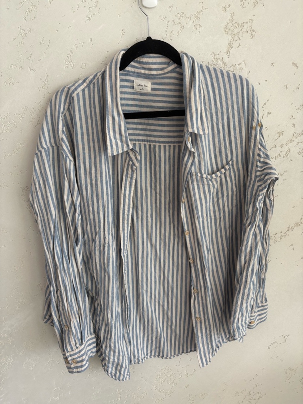 Wilfred Blue and White Striped Button-Down Shirt